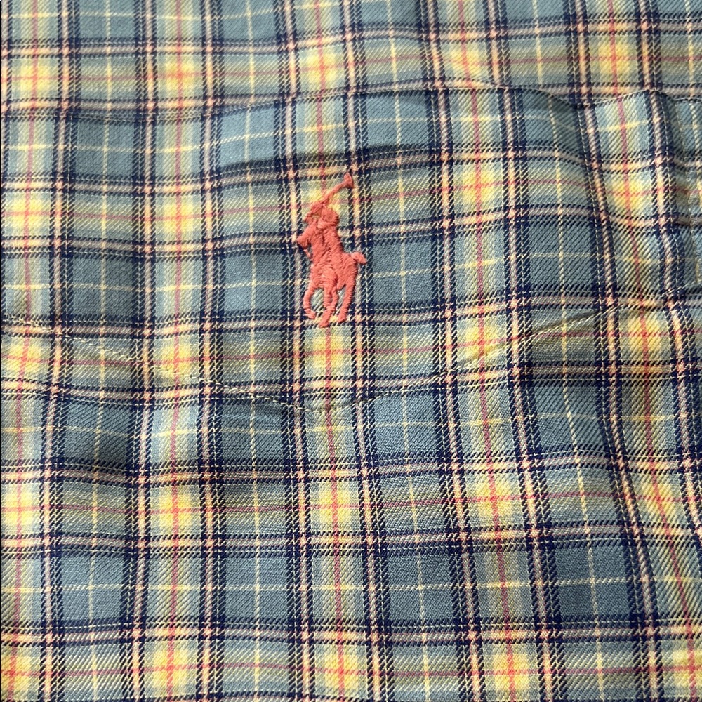 Ralph‎ Lauren Blake XL Blue Plaid Button Down Shirt Pink Pony - Picture 3 of 8
